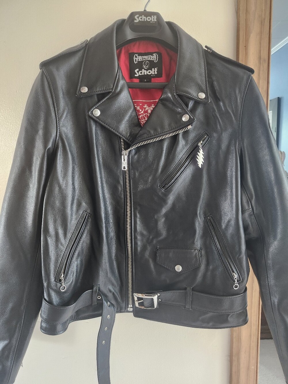 Scott Perfecto "Grateful Dead" Leather Jacket, Large, Like-new